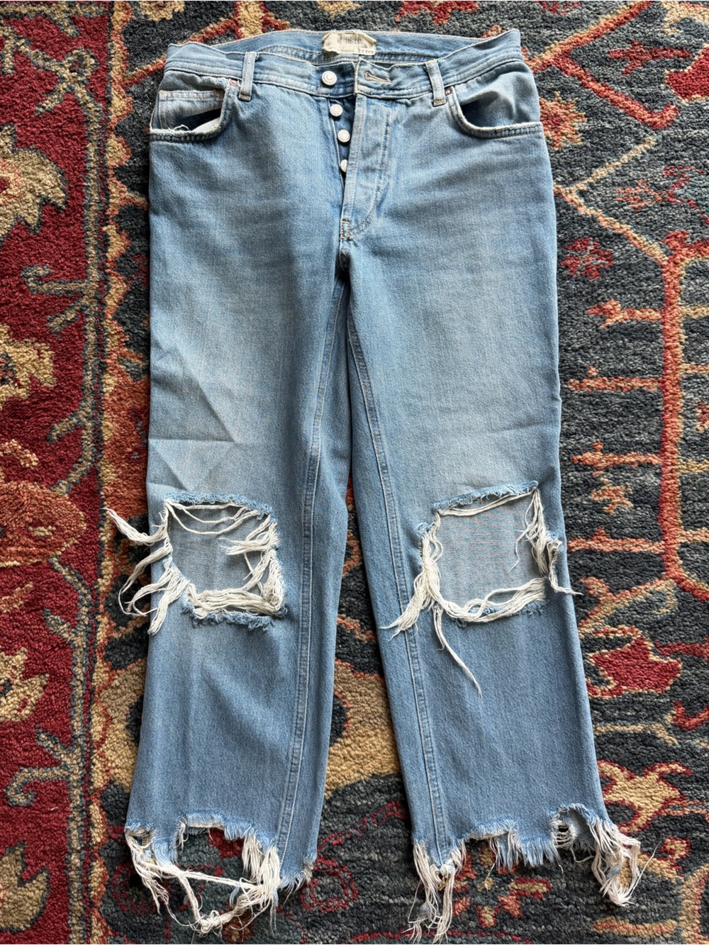 We The Free Light Blue Distressed Boyfriend Jeans